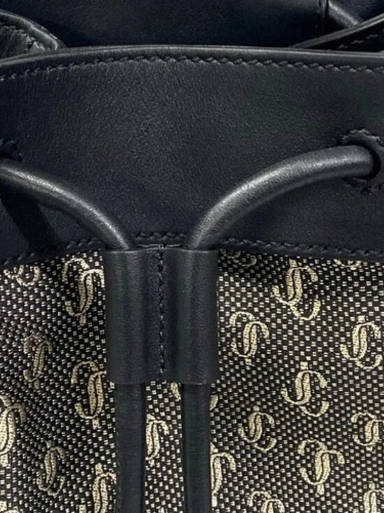 JIMMY CHOO Evan. Black Beige Jacquard Leather Backpack main image 9
